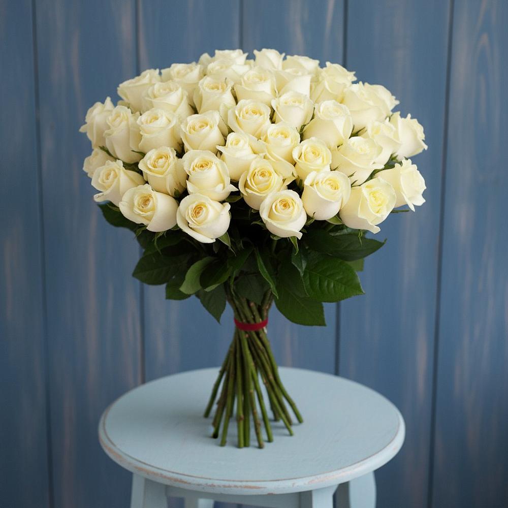 Букет 51 Белая роза Эдлесс Лав в Лесорогске