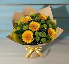 Букет цветов из:  Герберы и Хризантемы в Лесорогске