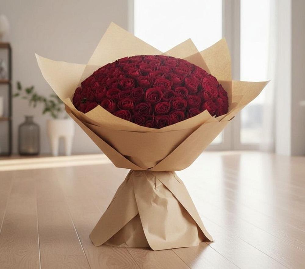 Букет 101 Красная роза в Лесорогске