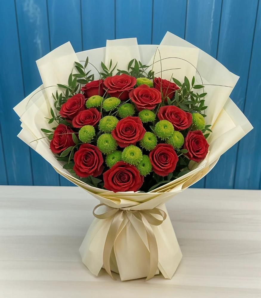 Букет цветов из: Розы и Хризантемы в Лесорогске